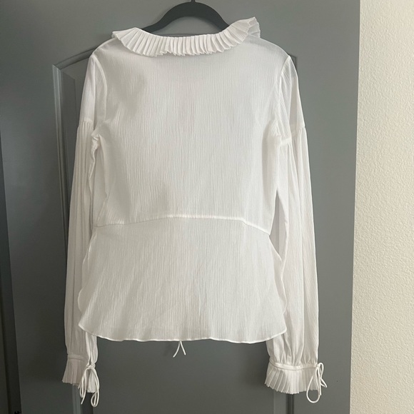 Chloe Optic White Sheer Blouse With Ties - Picture 2 of 3